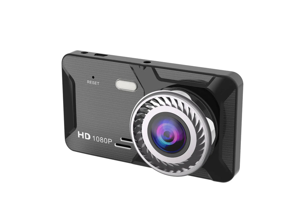 4-inch touch screen driving recorder with HD night vision and 170° wide-angle lens mounted on windscreen
