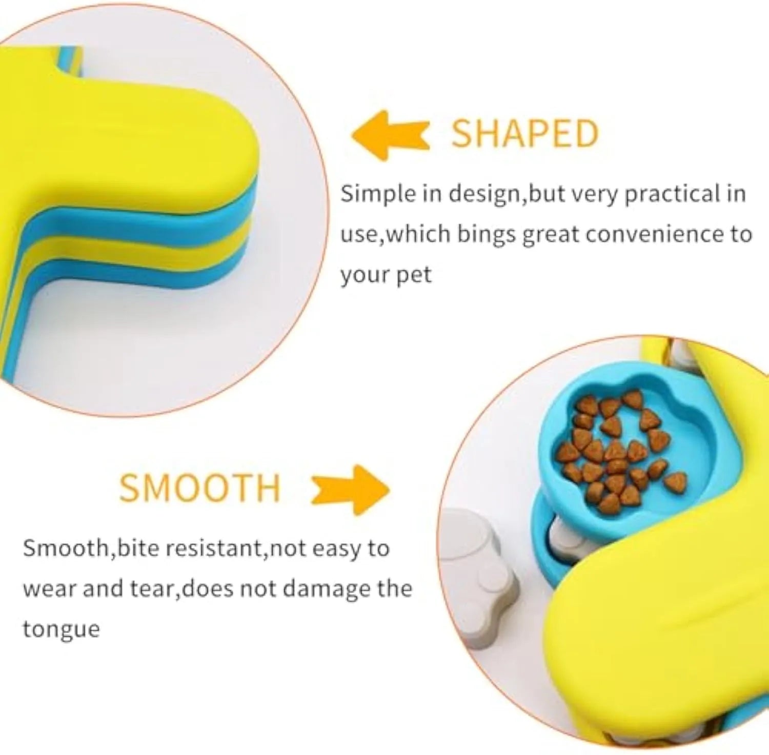 Yellow interactive dog puzzle feeder with three rotating layers and anti-slip base for slow feeding and enrichment.