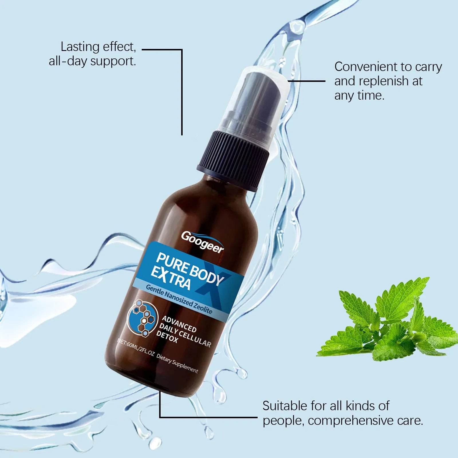 Googeer Body Care Oral Spray 60ml bottle for oral hygiene treatment