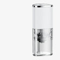 Portable white electric coffee grinder with ceramic burr and USB-C charging port