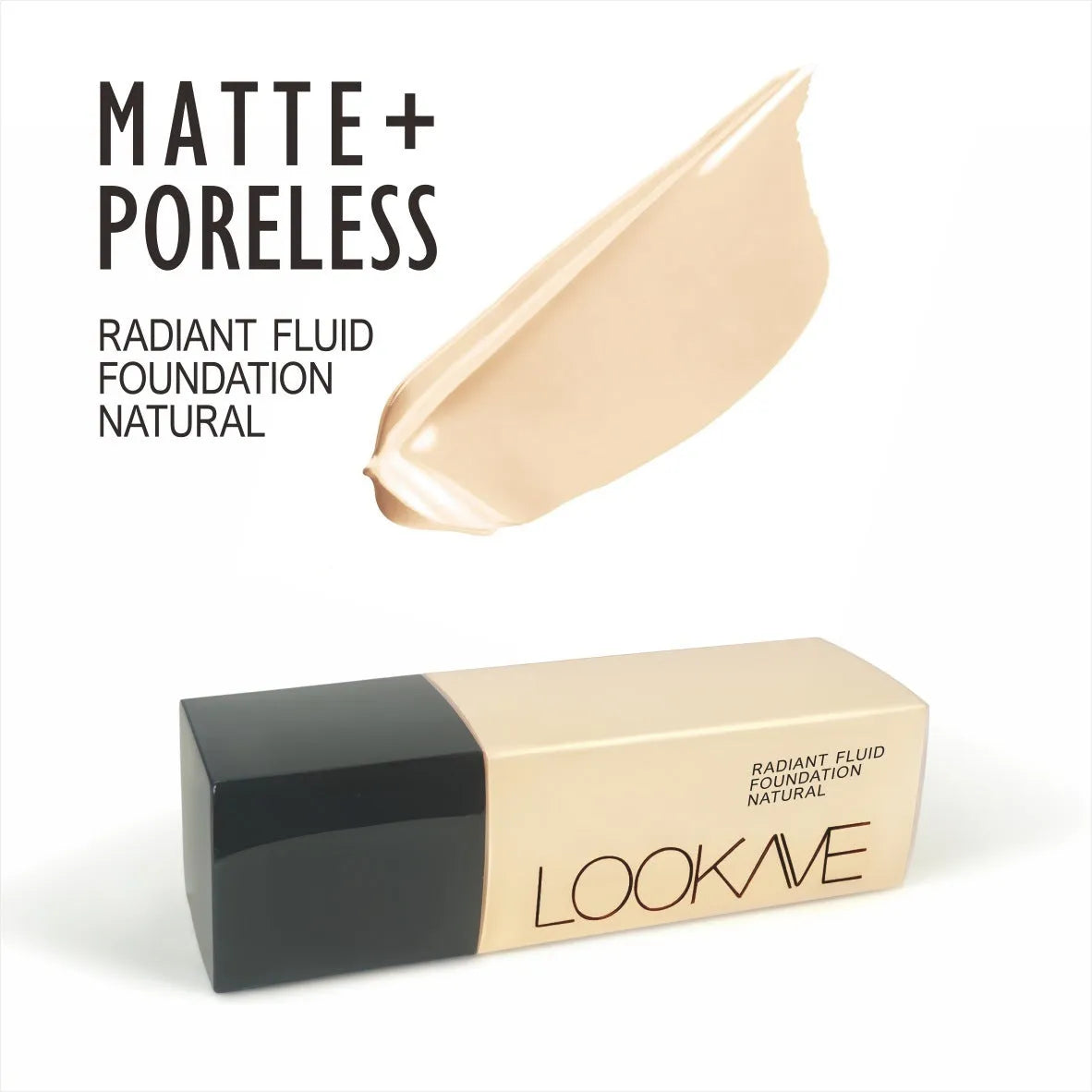 LOOKAVE Matte Liquid Foundation bottle in 21c size showing Ivory White shade