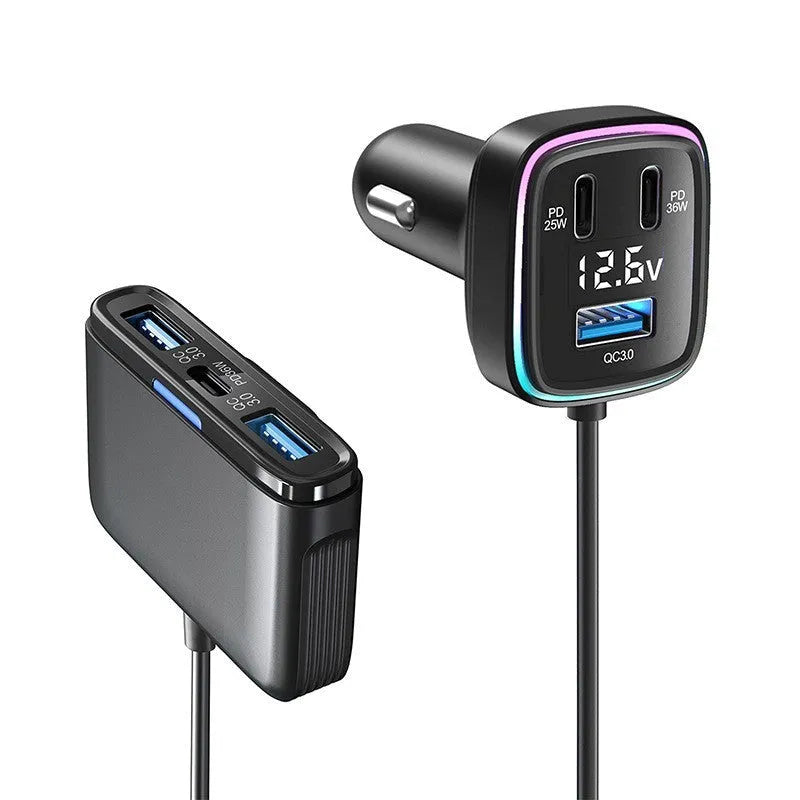 115W compact ABS PC car charger for vehicle 12-24V fast charging