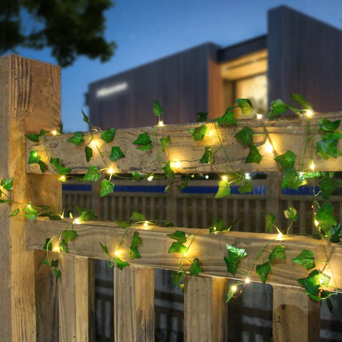 Artificial simulated leaves copper wire string lights with maple leaf green vine, warm white LEDs, 10m length, 100 lamp beads