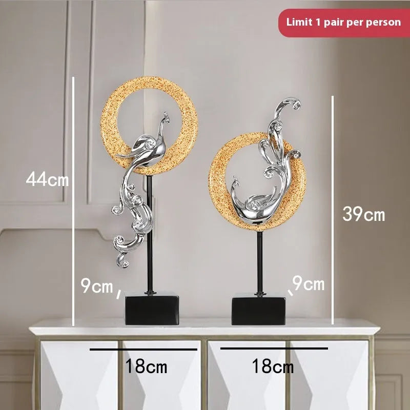 Resin phoenix ornament in rose gold, silver, or red for mantelpiece or table decoration
