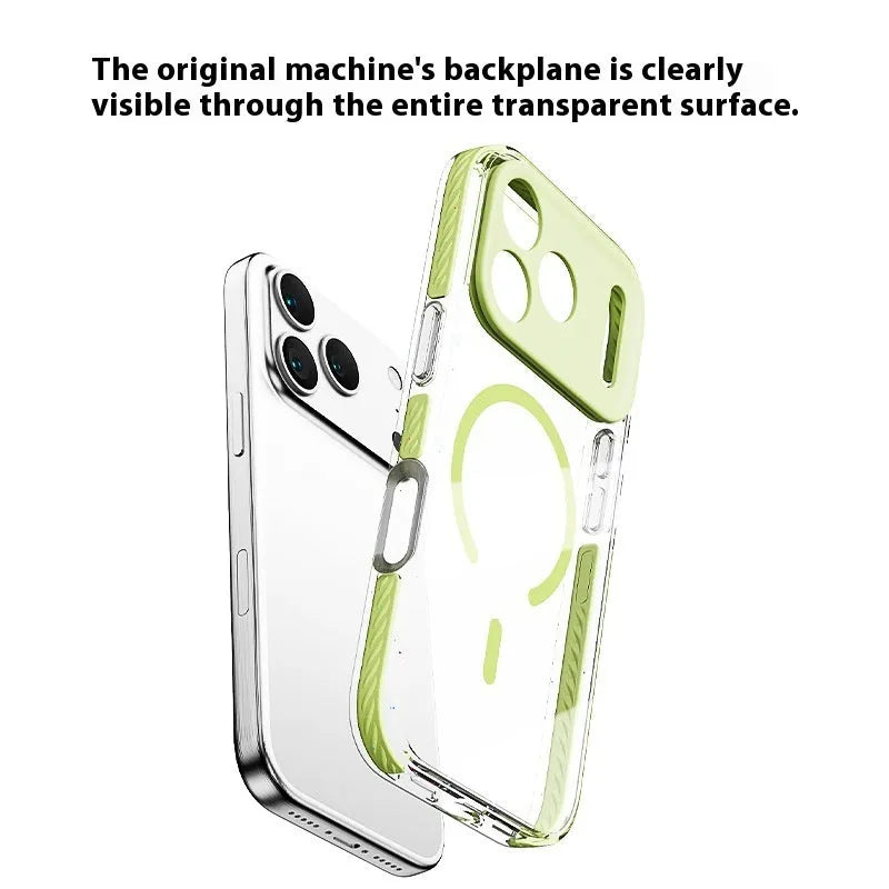 Clear magnetic protective iPhone case shown in Sweet Blue colour on an iPhone.
