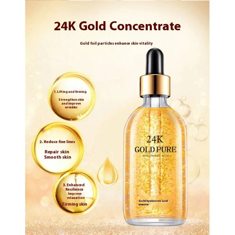 24K gold nicotinamide hyaluronic acid face essence liquid 100g bottle for neutral and combination skin