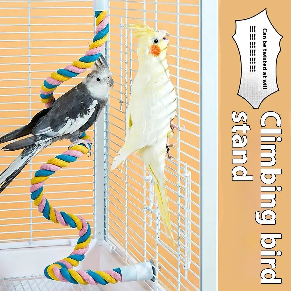 Climbing cotton string nibbling relieving stuffy toy bird for birds in S M L sizes