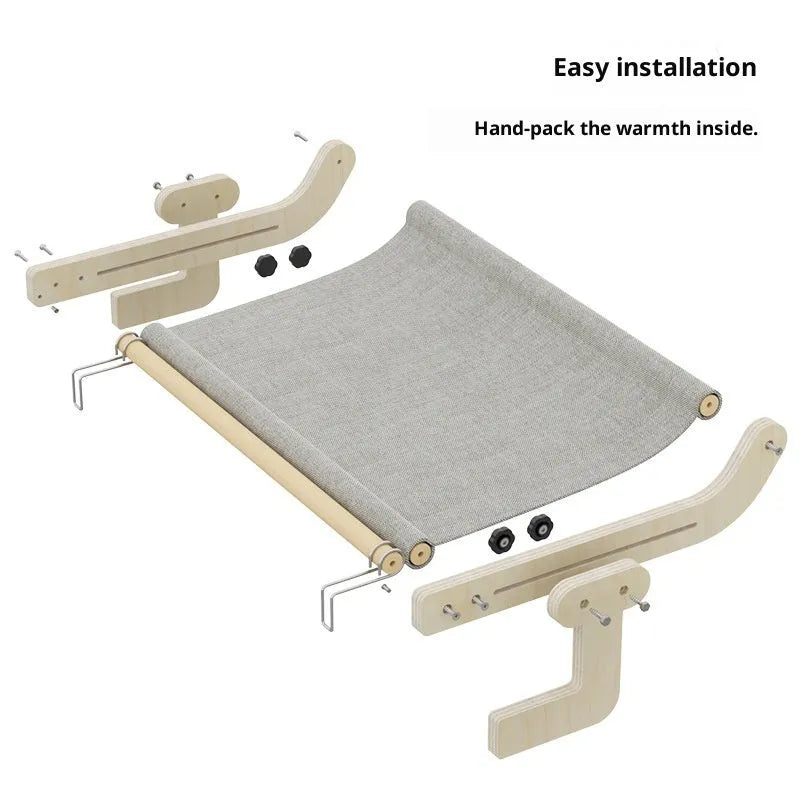 Extra large cat hanging bed with solid wood multi-layer board frame in simple style, available in blue