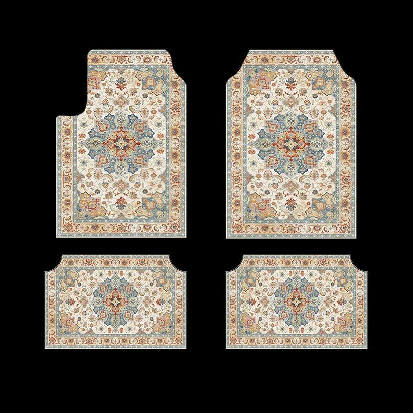 Retro Persian geometric pattern car foot mat in polyester fibre, dust-proof and stain-resistant, 33x44cm size