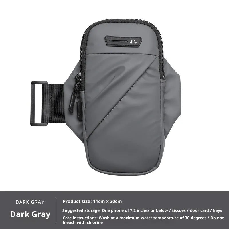 Arm sleeve phone pouch for outdoor cycling, PU, breathable ultra-light, fits 7.2 inch phone, Black Gray Lake Blue Pink.