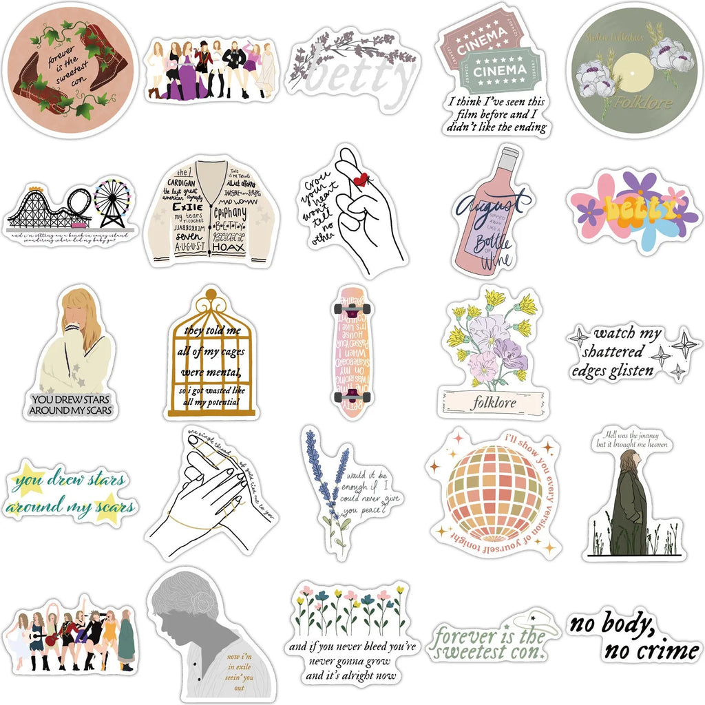 50 sheets of cartoon graffiti waterproof stickers measuring 4-6cm for luggage and notebook decoration