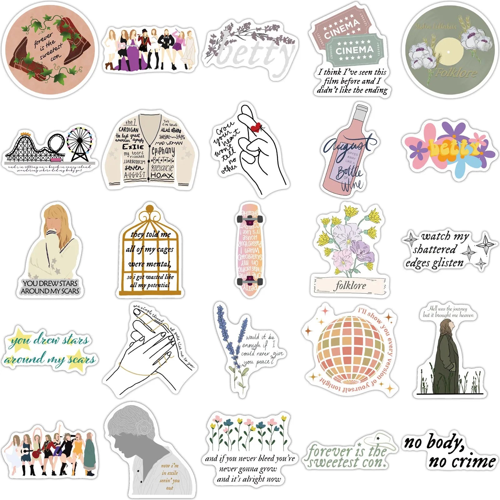 50 sheets of cartoon graffiti waterproof stickers measuring 4-6cm for luggage and notebook decoration
