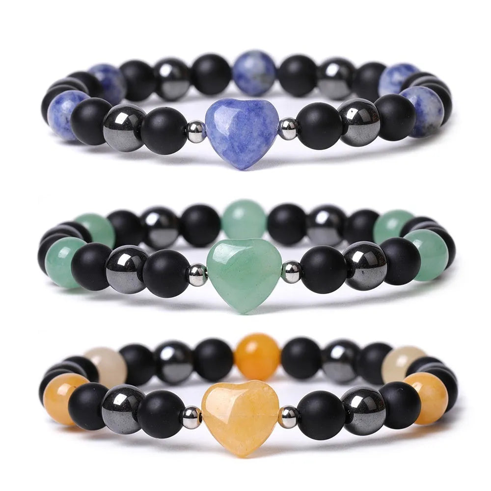 Lvdongling tigereye peach heart bracelet with hand-cut geometric charm and astrology symbols