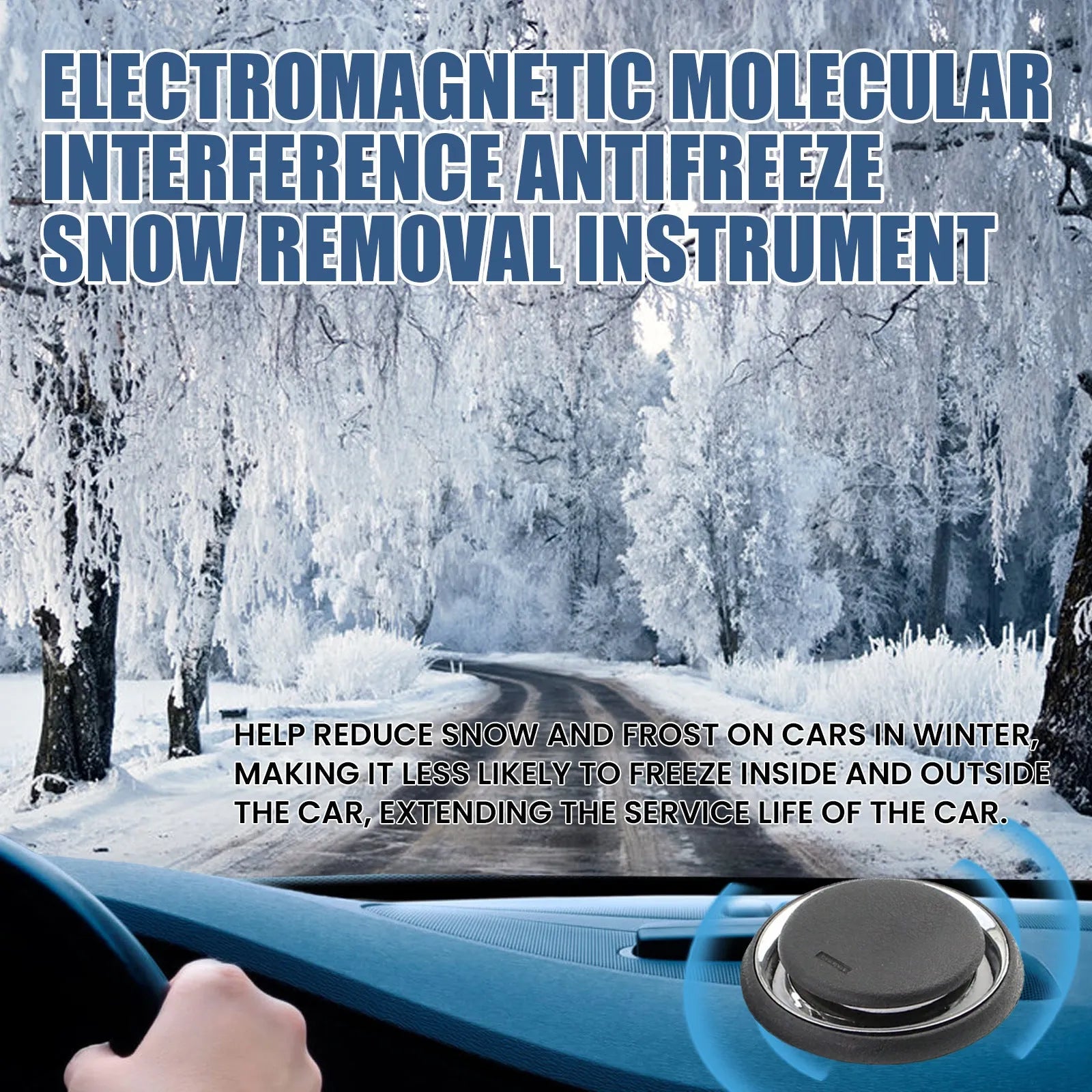 Black portable car de-icing instrument measuring 7.4cm for winter windscreen ice melting