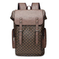 Men's PU leather plaid backpack in black, 45x15x30cm, with air pillow belt