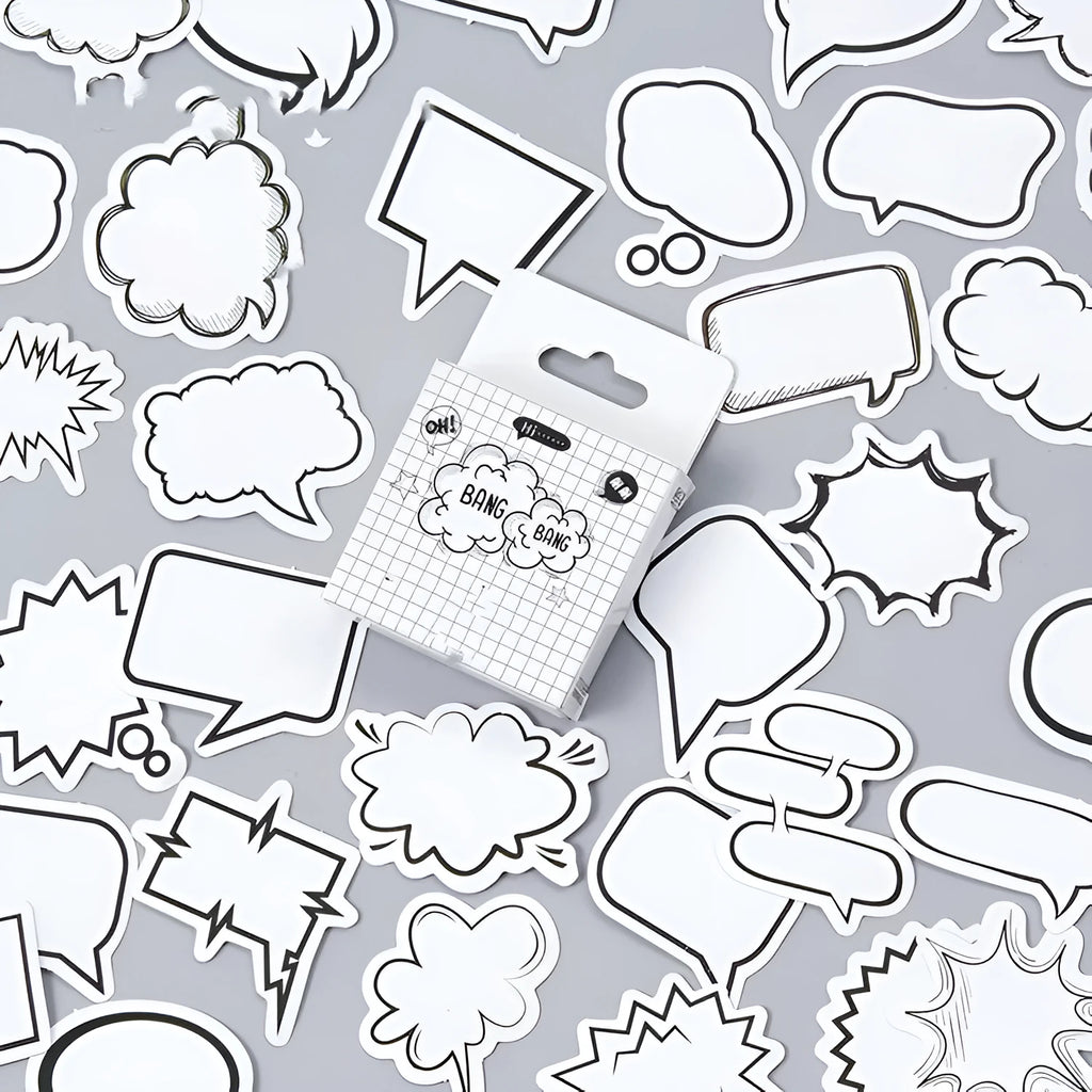 Momo Original box of 45 black and white bubble design stickers for DIY crafts