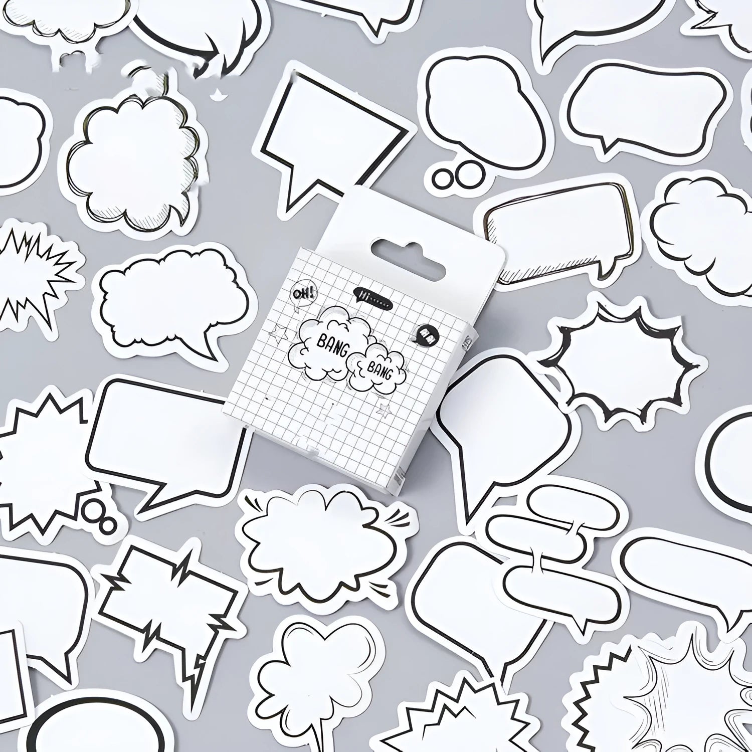 Momo Original box of 45 black and white bubble design stickers for DIY crafts