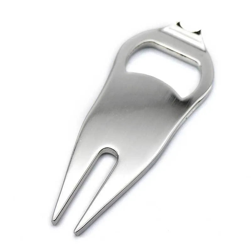Zinc alloy golf ball yoke bottle opener tool with 88x35mm dimensions in black, green or silver colours