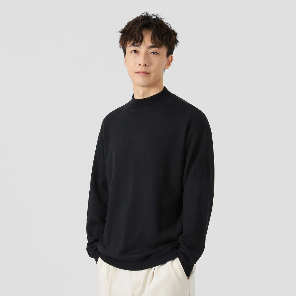 Men's loose-fit long-sleeved pullover sweater in a casual style, shown in a choice of colours.