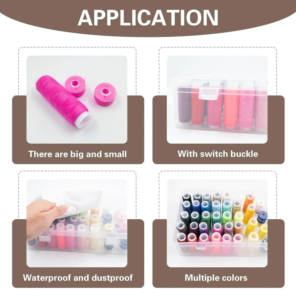 42 compartment transparent plastic embroidery thread storage box with dividers