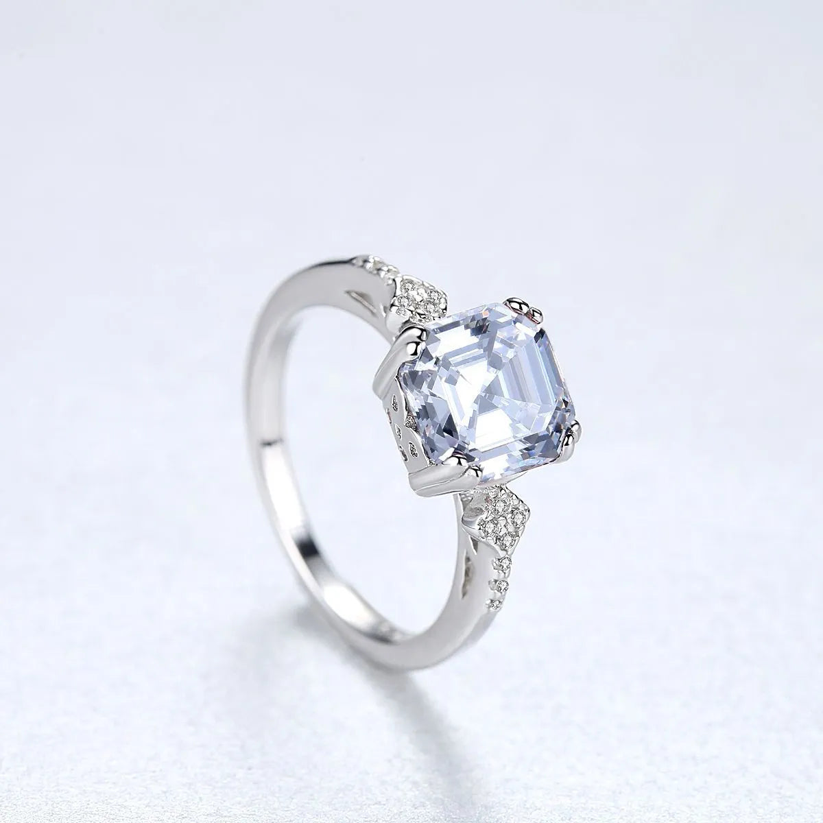 925 silver ring with quadrilateral inlaid Morgan stone in light brown, women's geometric jewellery