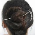 Nordic retro skull sickle hairpin in ancient silver with electroplated finish, geometric shape for women