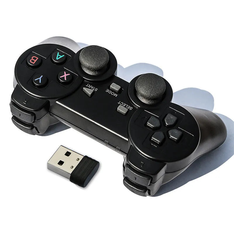 Classic Black 2.4G wireless gamepad controller with USB receiver for Android TV, PC, and PS3.