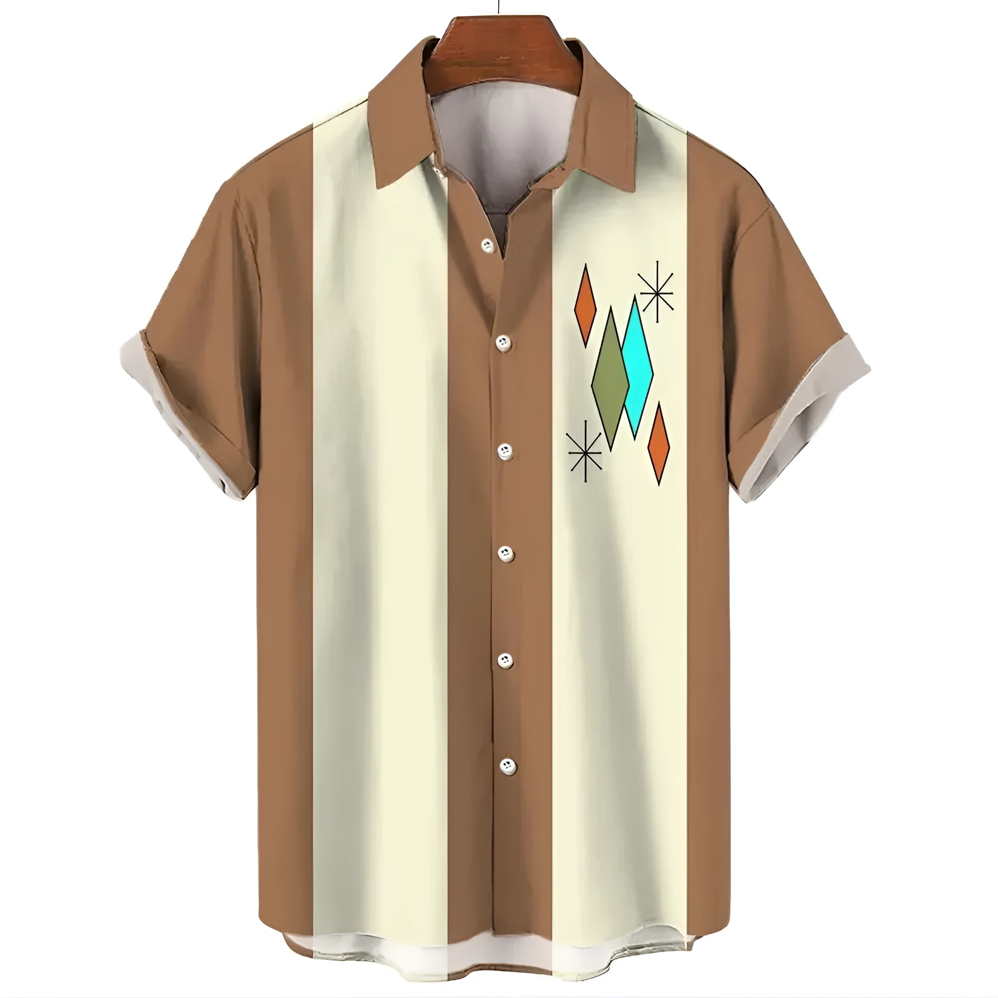 Men's stripe pattern Hawaiian short sleeve shirt with button front in multiple colour options