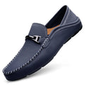 Breathable slip-on shoes with two-layer cowhide upper, flat heel, round toe, solid colour, sizes 37-46.