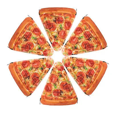 Large inflatable pizza-themed surfboard float for pools and beaches
