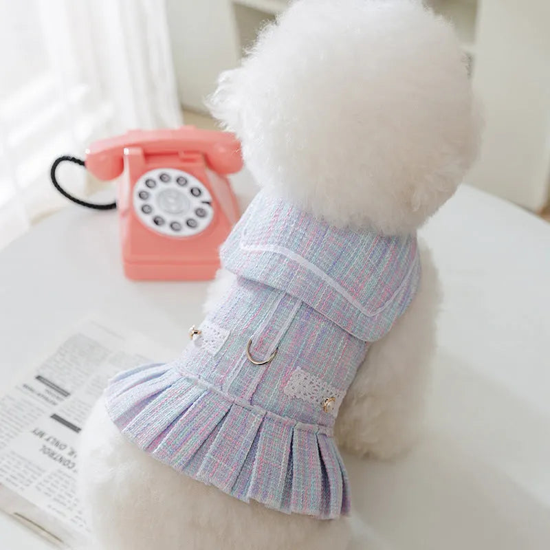 Salem purple and pink polyester pet clothing for small cats and dogs in sizes S, M, L, XL.