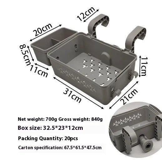 Plastic pool edge hook storage basket in blue or grey for outdoor sundries and changing clothes