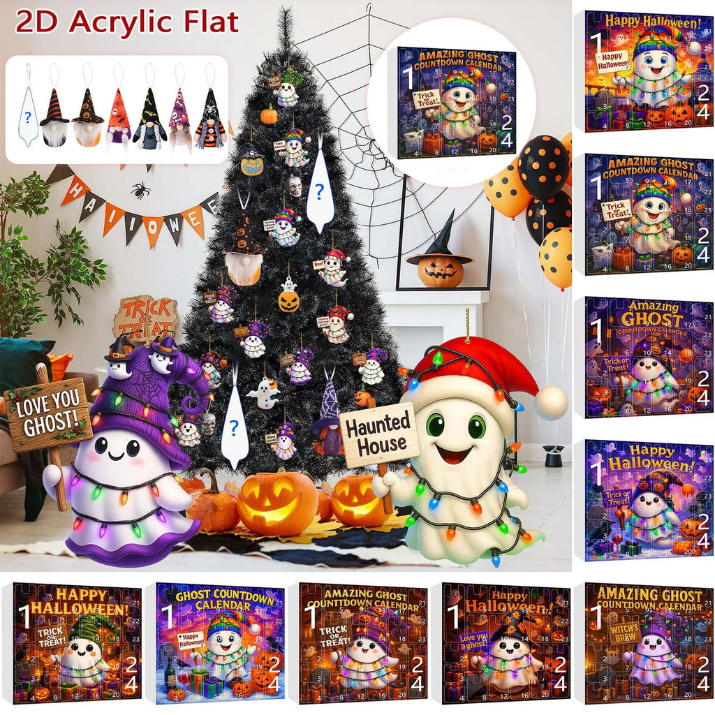 Ghost Pumpkin Doll Blind Box Halloween set with 16 pendants, 6 PVC figurines, and 2 plush dolls