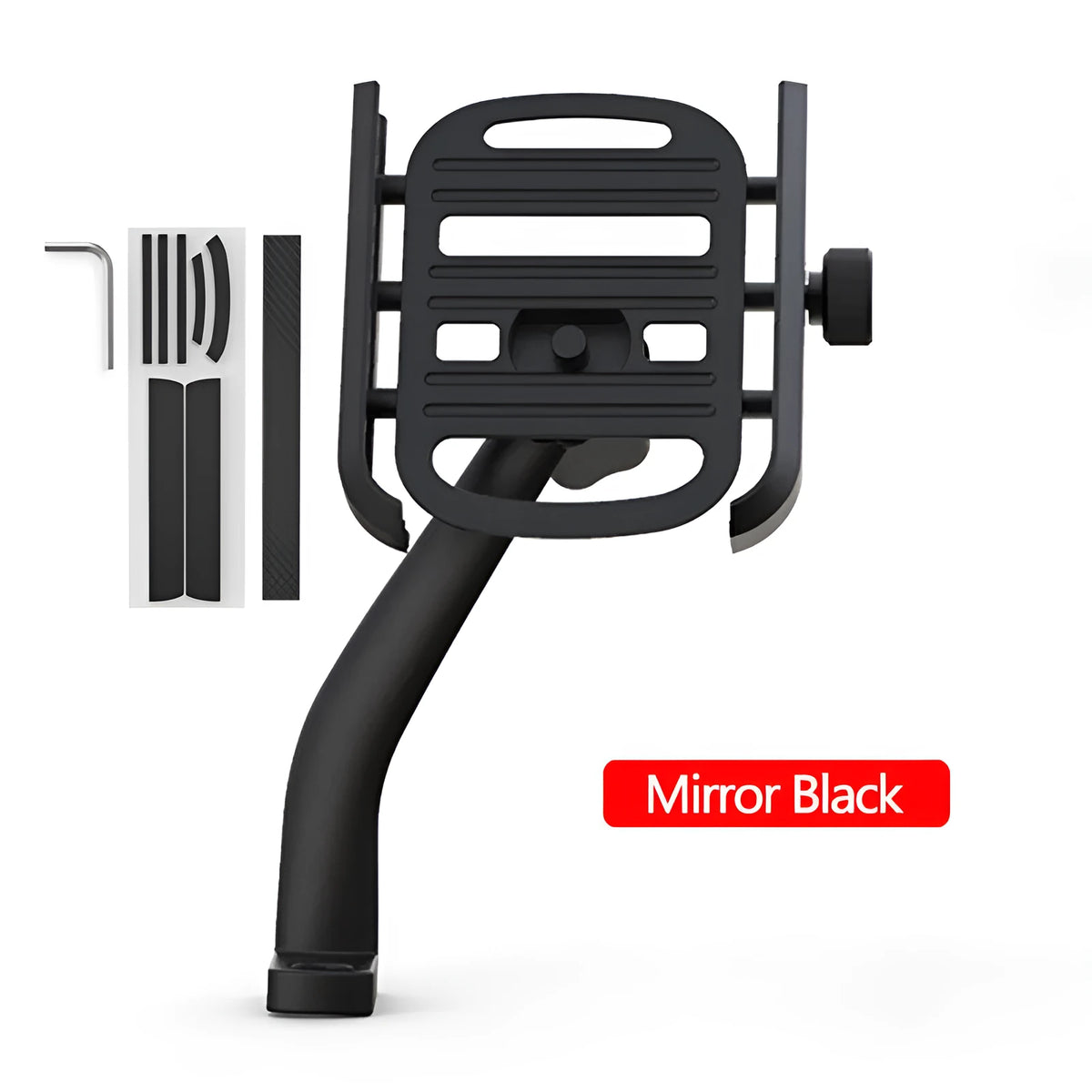 Aluminum alloy motorcycle phone holder with double adjustment on handlebar mount