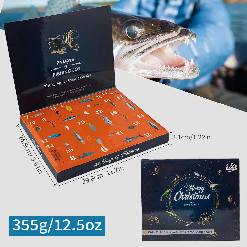 24-piece Christmas mino bog fishing blind box set with metal components in style 01 colour.