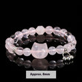 Women's handcrafted natural crystal bracelet with cat head charm and gemstone beads