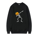 Women's printed polyester crew neck long sleeve top in black, shown in Asian sizing for autumn and winter wear.