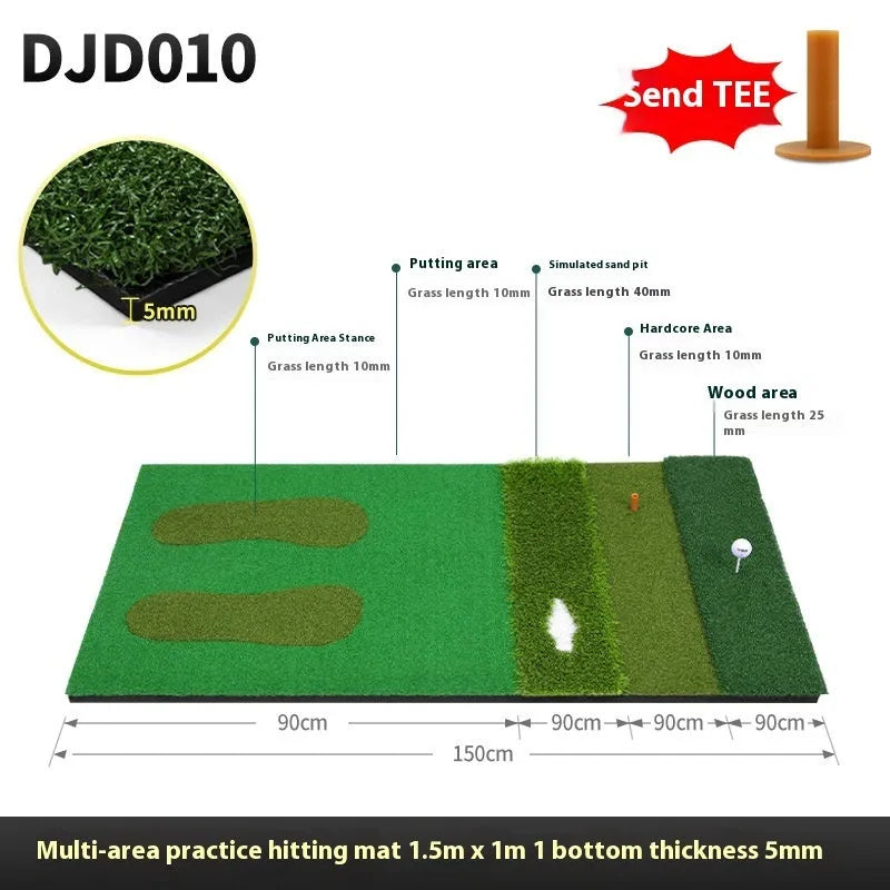 PGM multifunctional golf practice mat on indoor floor with golf ball