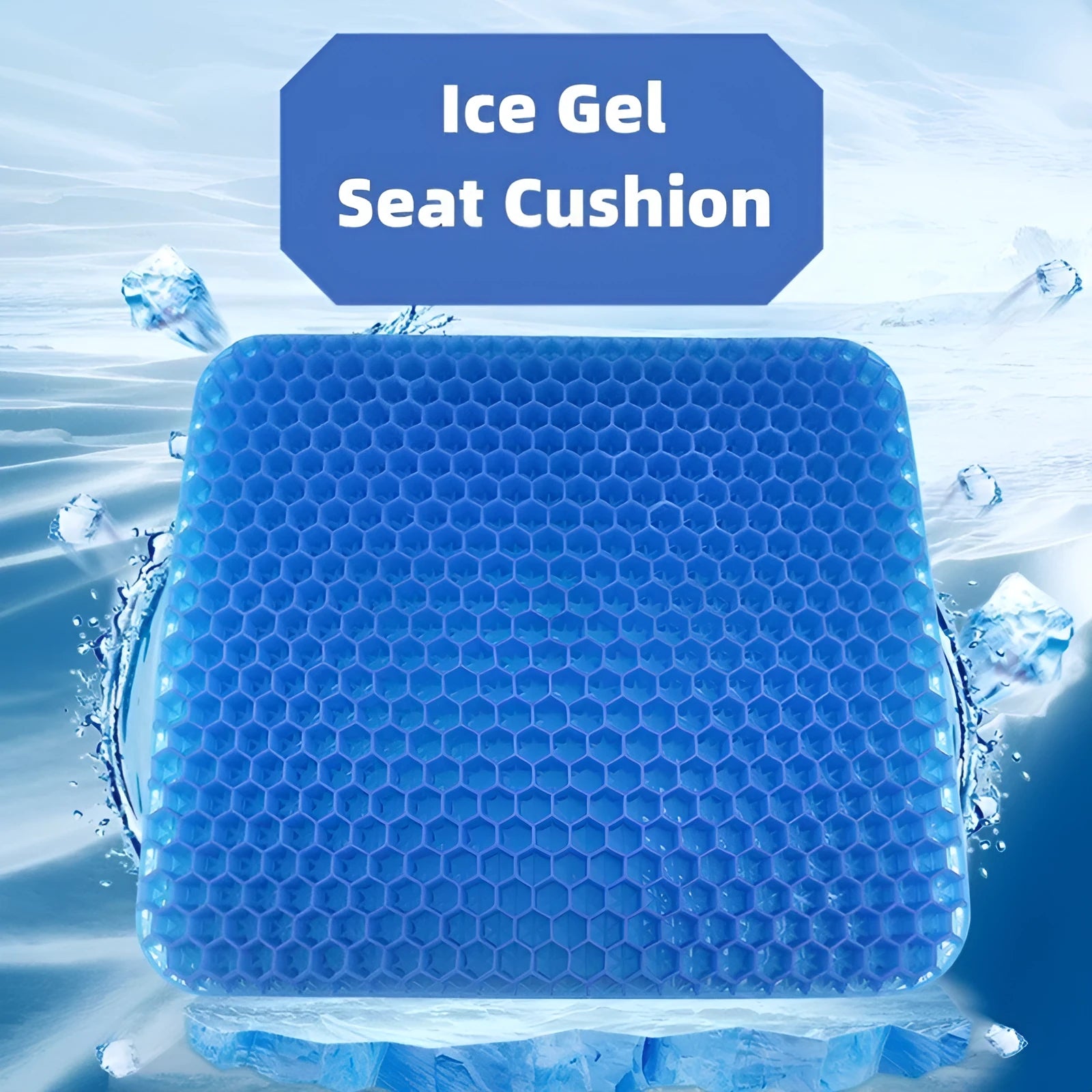 Summer gel seat cushion with honeycomb design and double thick construction for pressure relief