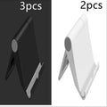 Black PE folding tablet stand holding mobile phone at adjustable angle