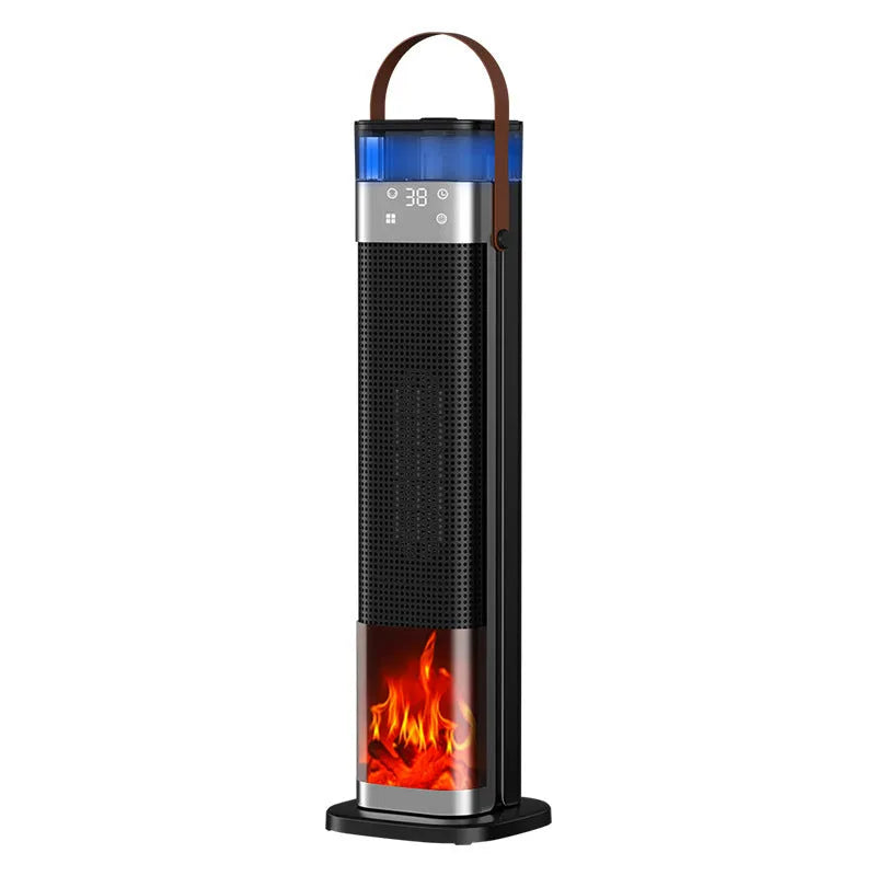 Intelligent vertical heater with humidification function and remote control in compact design