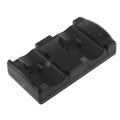 Black PS3 dual controller charging stand with wireless charging and USB interface