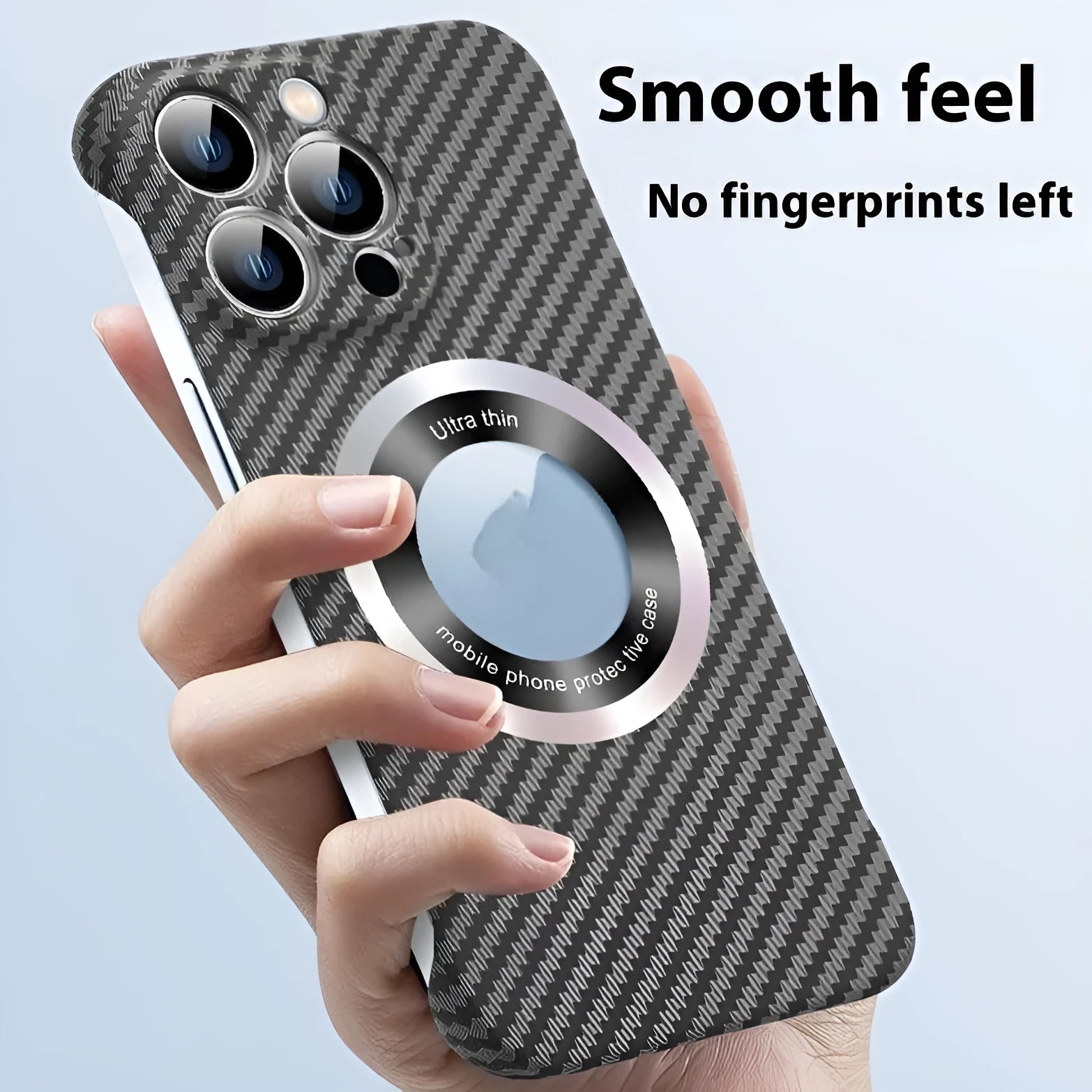 Carbon fibre ultra-thin magnetic phone case in blue for Apple iPhone, shockproof back cover