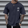 Men's round neck printed short sleeve T-shirt, loose pullover, polyester, sizes S to 6XL