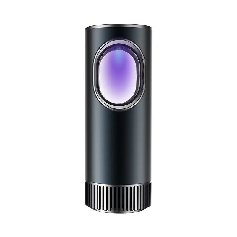 Black rectangular car air purifier with a USB cable, dimensions 68 by 187mm.
