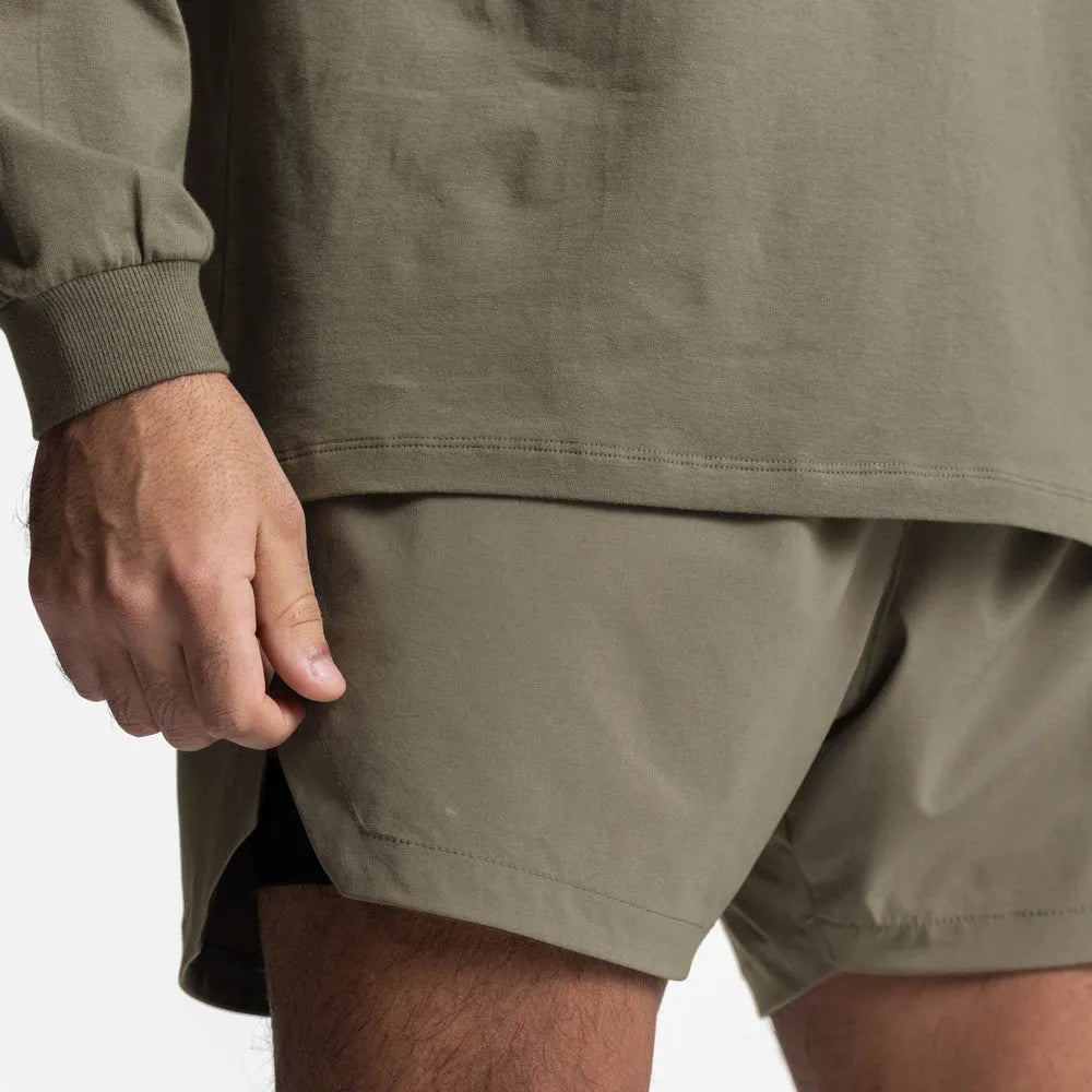 Men's Muscle gym shorts in camouflage colour, polyester blend fabric, mid-rise waist, stretch fit for training