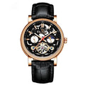 Men's tourbillon mechanical watch with luminous hands on a black dial, showing a 16.5mm thick case.