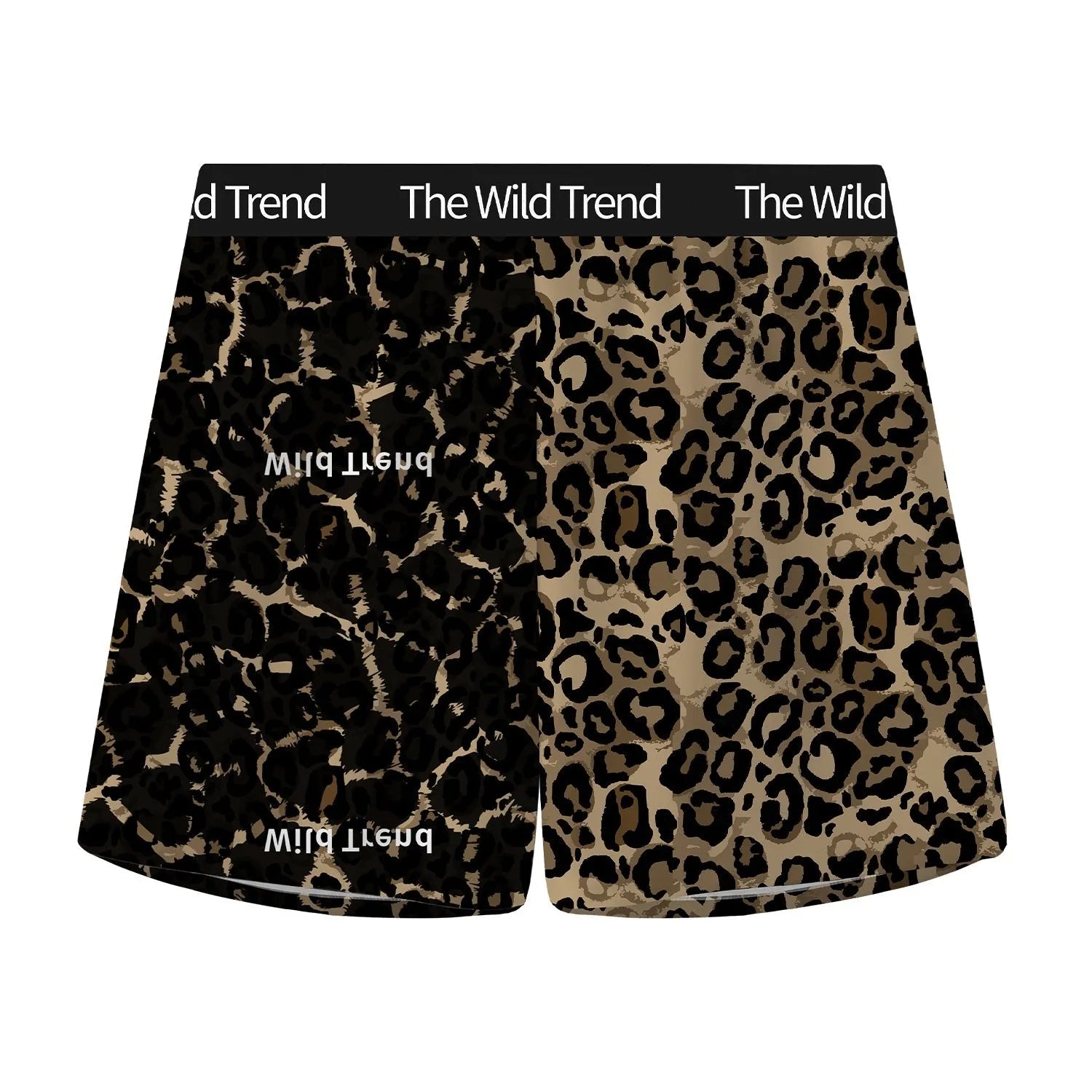 Men's leopard print woven casual shorts in quick-drying polyester ice silk fabric
