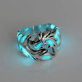Adjustable Chinese dragon pattern ring in antique silver blue and green electroplated metal