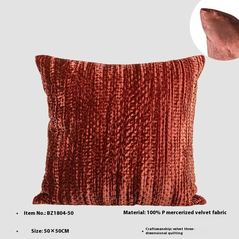 Antique style quilted cushion pillow in green, red, mocha, or orange, shown in square and waist sizes.